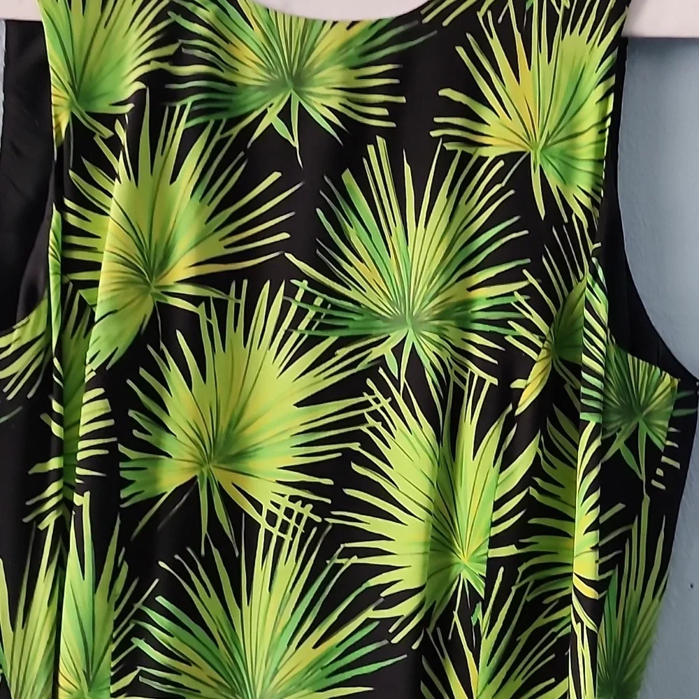 August Hale Vintage Silk Tropical Palm Print Maxi Dress Womens Sz 6 L53" - Picture 2 of 6